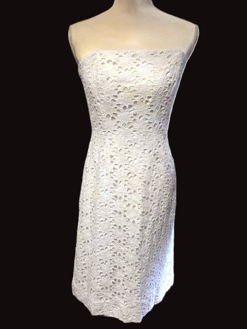 Lilly Pulitzer White Lace Strapless Sheath Dress